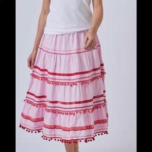 Rose and rose midi skirt